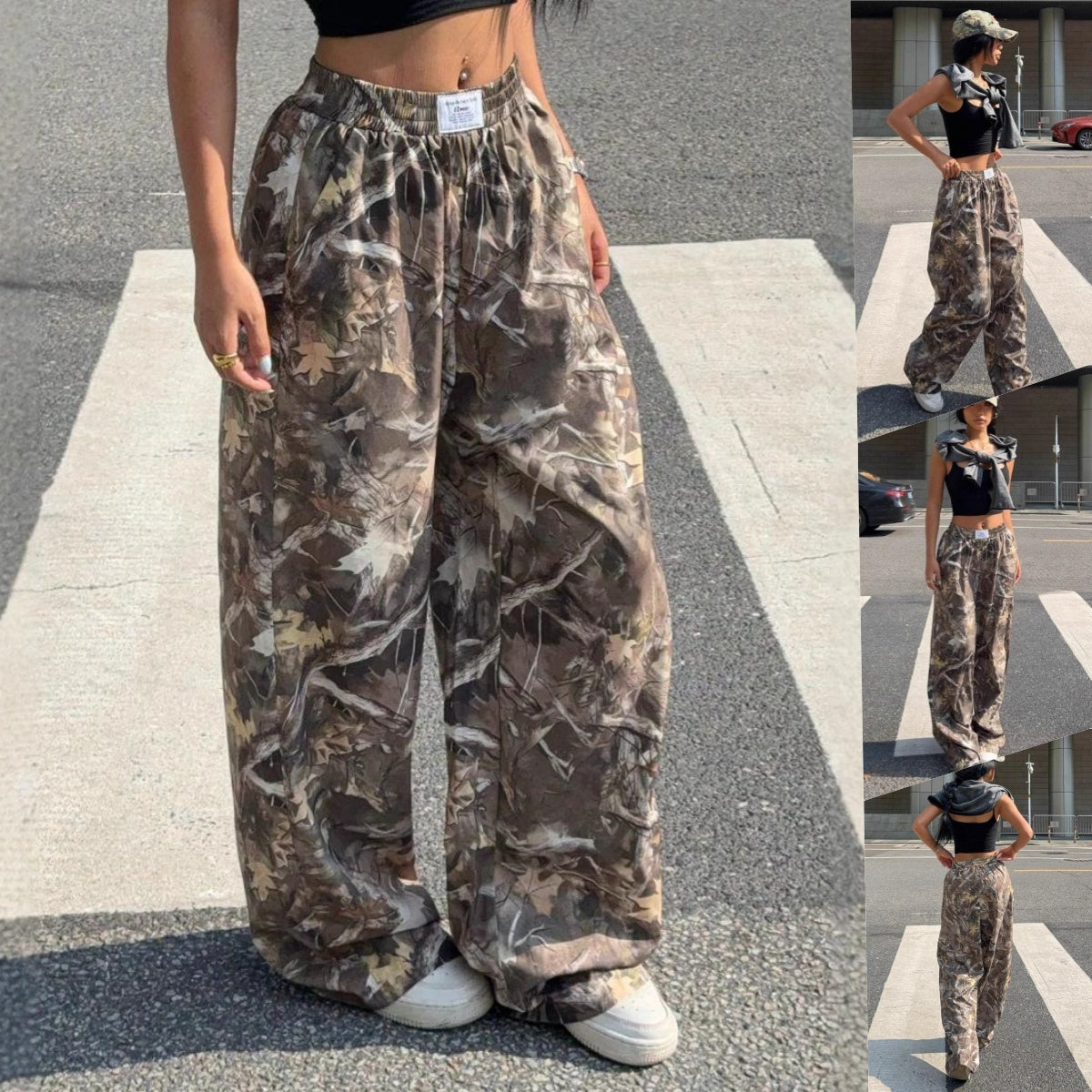 Slimming Casual Pants Hip Hop Retro Street Multi-pocket Camouflage Cargo Pants For Women Y2k Hip-hop Cargo Grunge Baggy Trousers