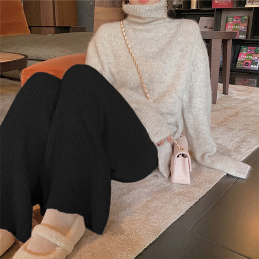 Knit Wide Leg Pants Women Autumn And Winter Korean Retro Wild  Wool