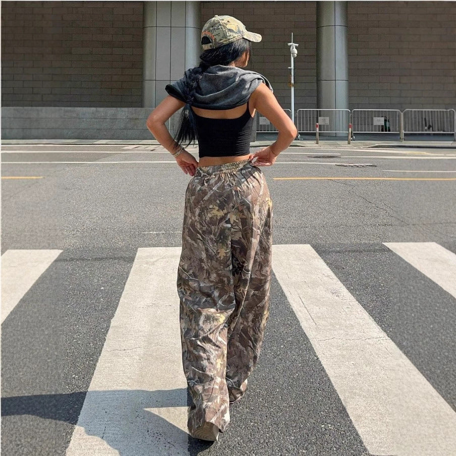 Slimming Casual Pants Hip Hop Retro Street Multi-pocket Camouflage Cargo Pants For Women Y2k Hip-hop Cargo Grunge Baggy Trousers